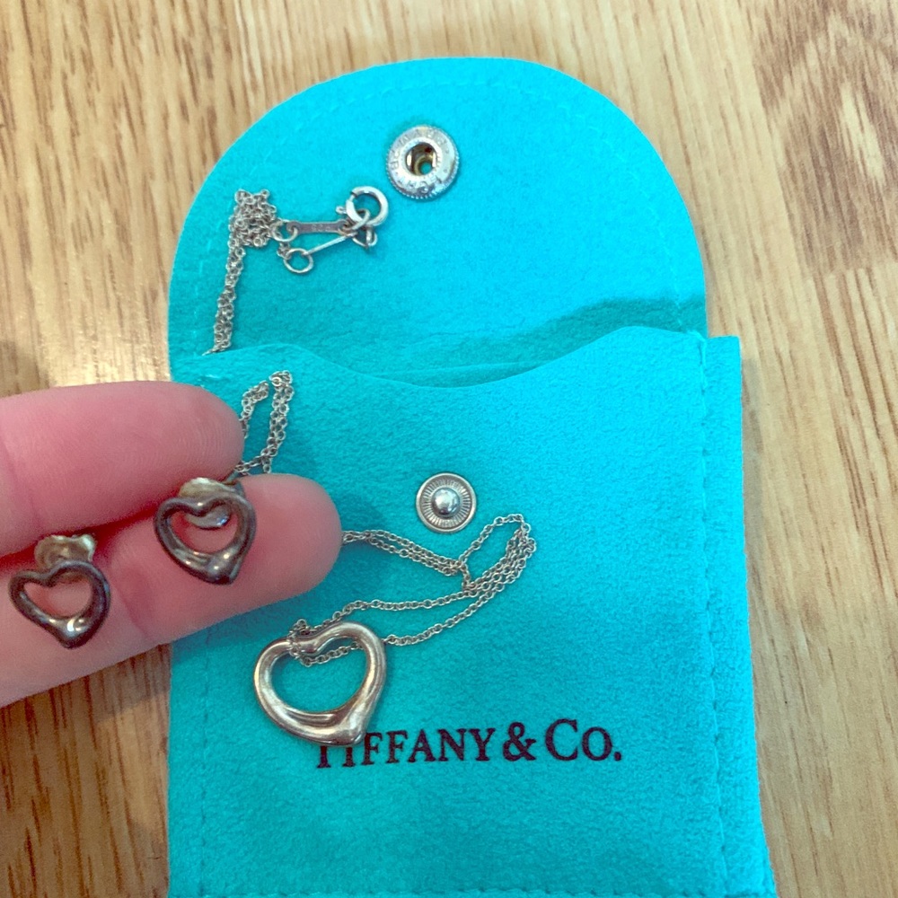 Tiffany heart matching necklace and earrings